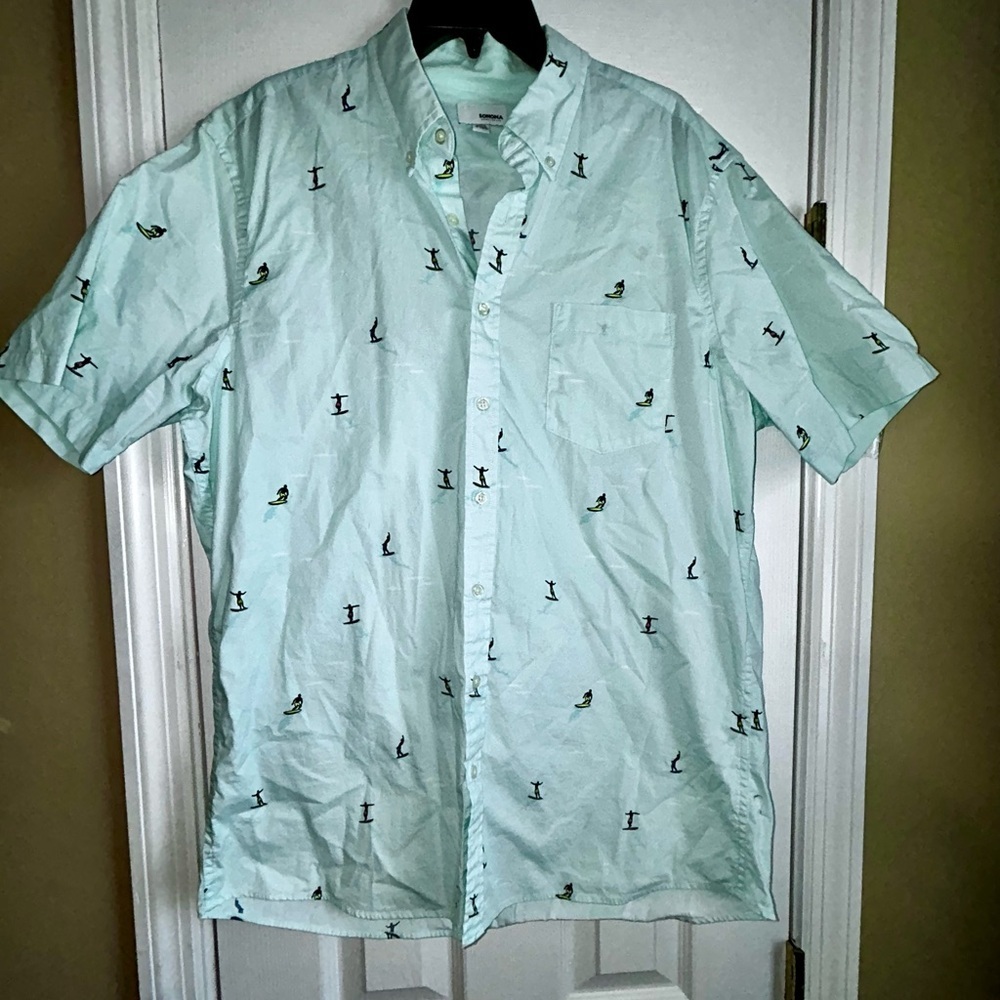 Sonoma Light Green Surf Print Shirt